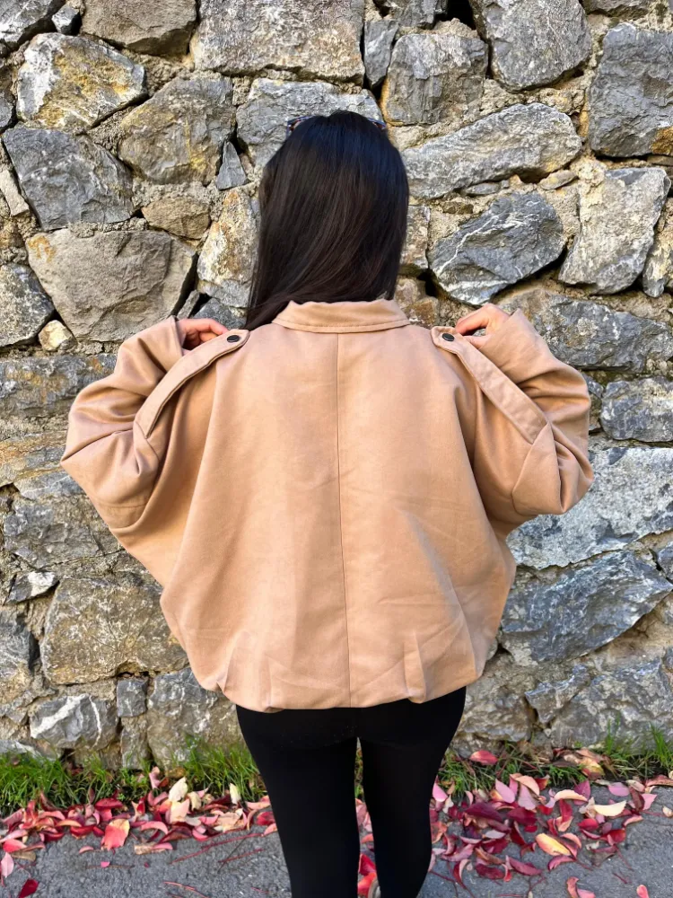 Süet Bomber Ceket - CAMEL