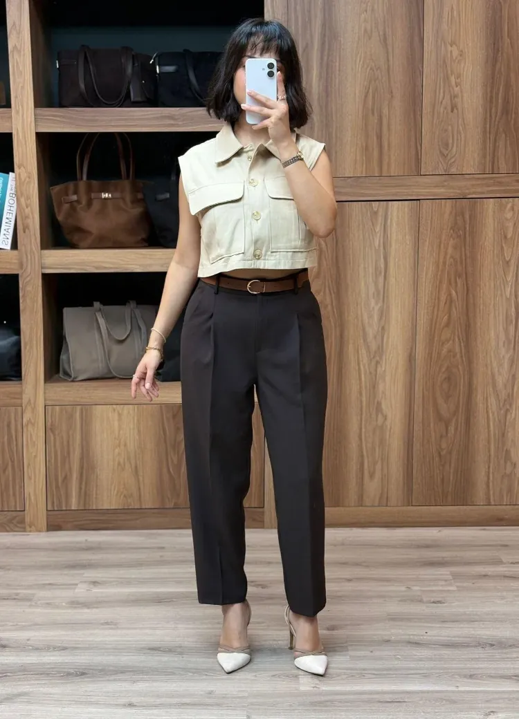 Beli Kemerli Pantolon - KAHVE