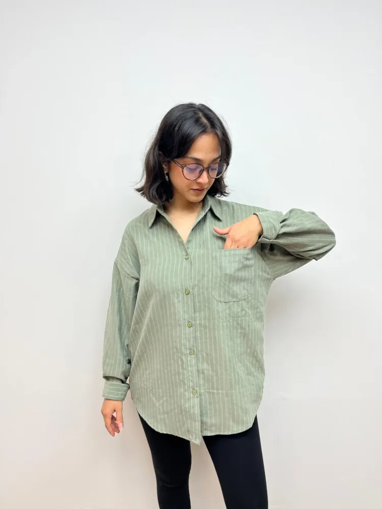 Rahat Kalıp Oversize Gömlek - HAKİ 