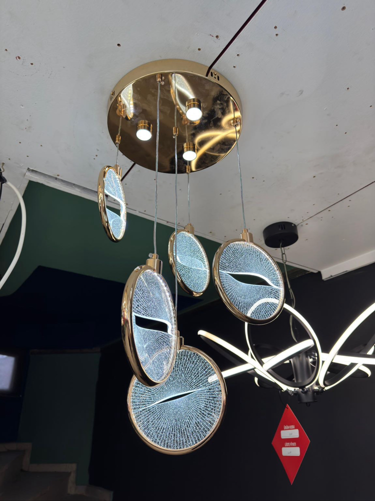 Modern cam efektli 5li gold avize