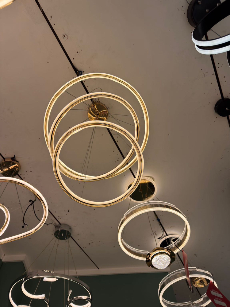 Modern Led 3 Halkalı gold Avize