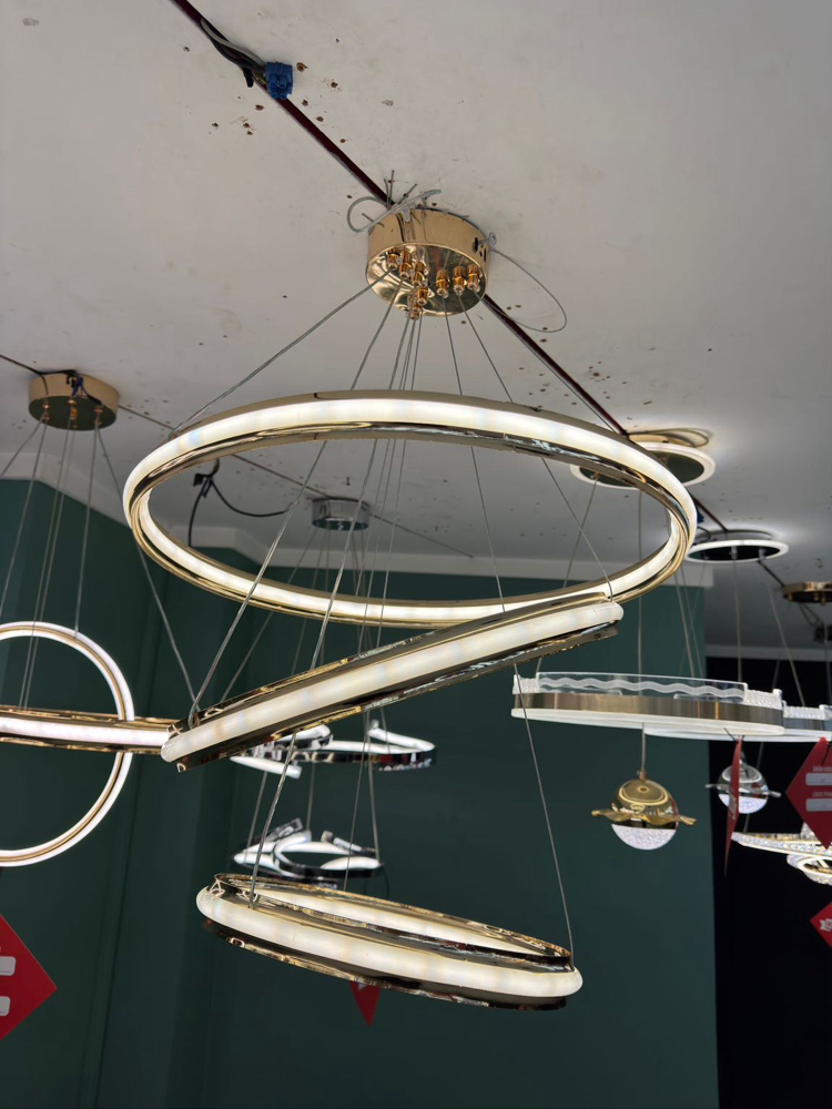 Modern Led 3 Halkalı gold Avize