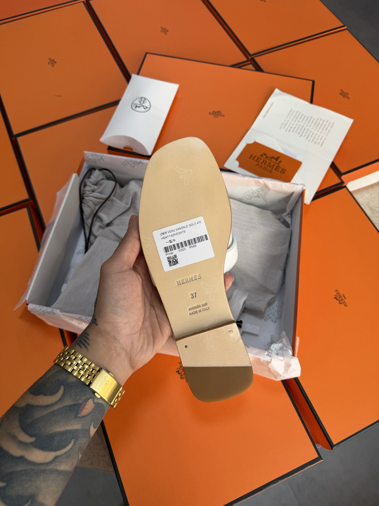 Hermes Oran Sandal White (Original Full Set)