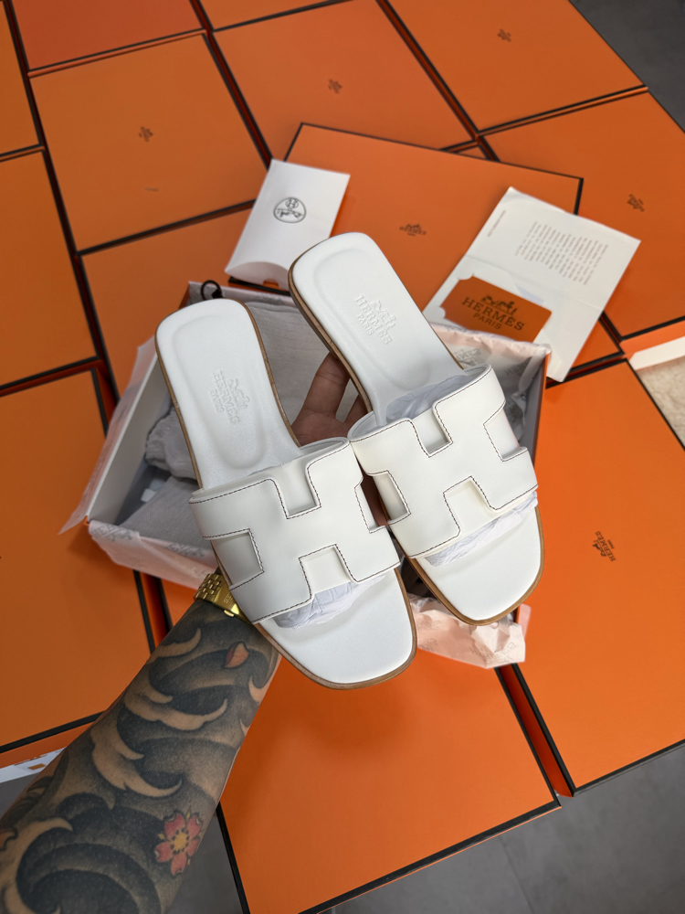 Hermes Oran Sandal White (Original Full Set)