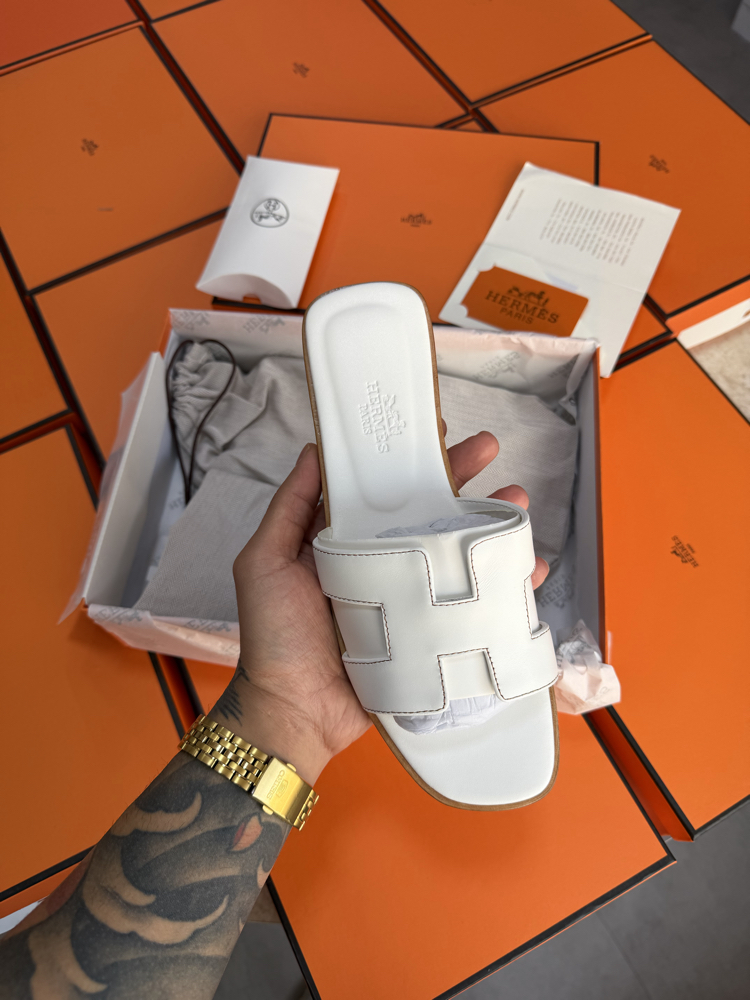 Hermes Oran Sandal White (Original Full Set)