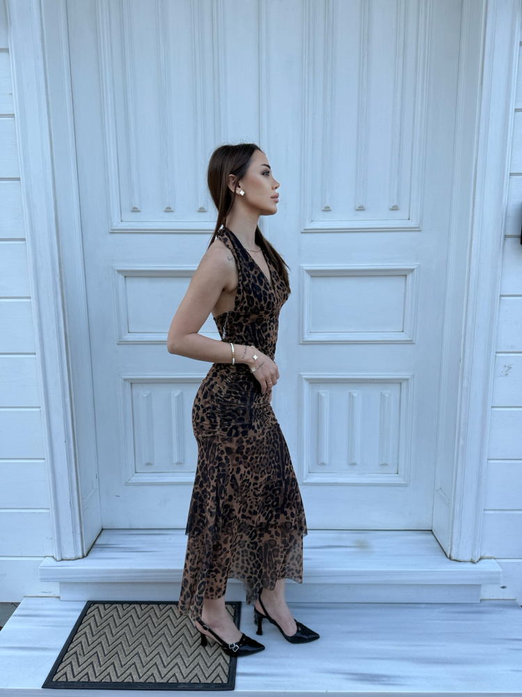 Leopar Tül elbise