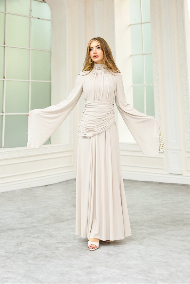 Taş rengi luxury abiye 