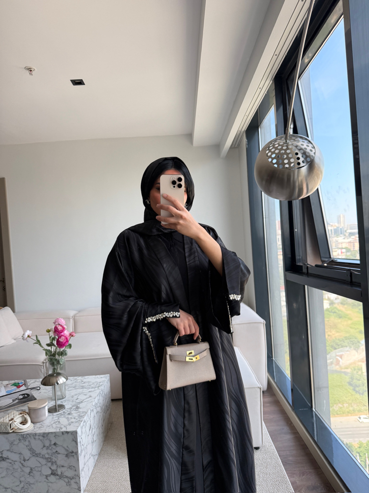 JAKAR saten abaya ve şal takım