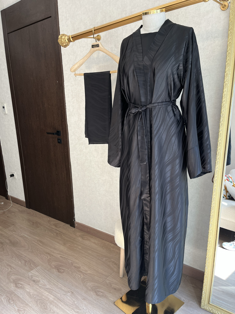 JAKAR saten abaya ve şal takım 