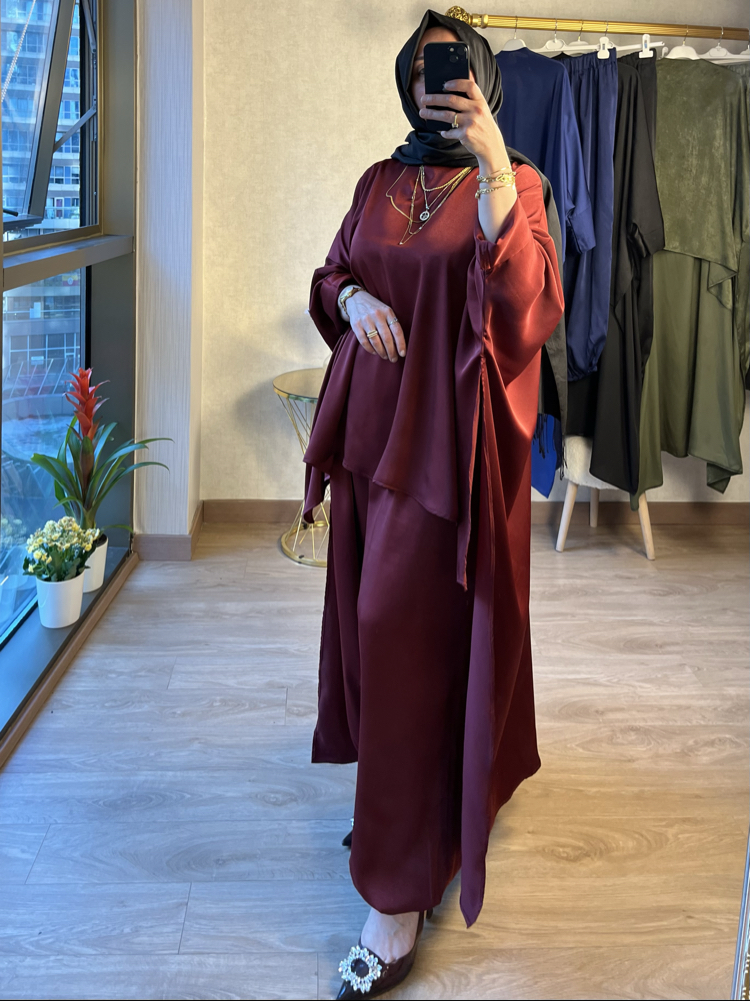 Bordo şalvar takım 