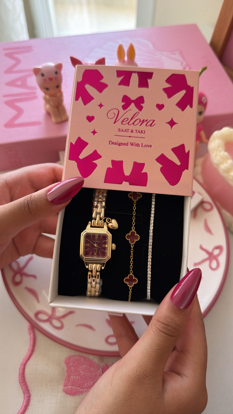 Gold bordo kare set