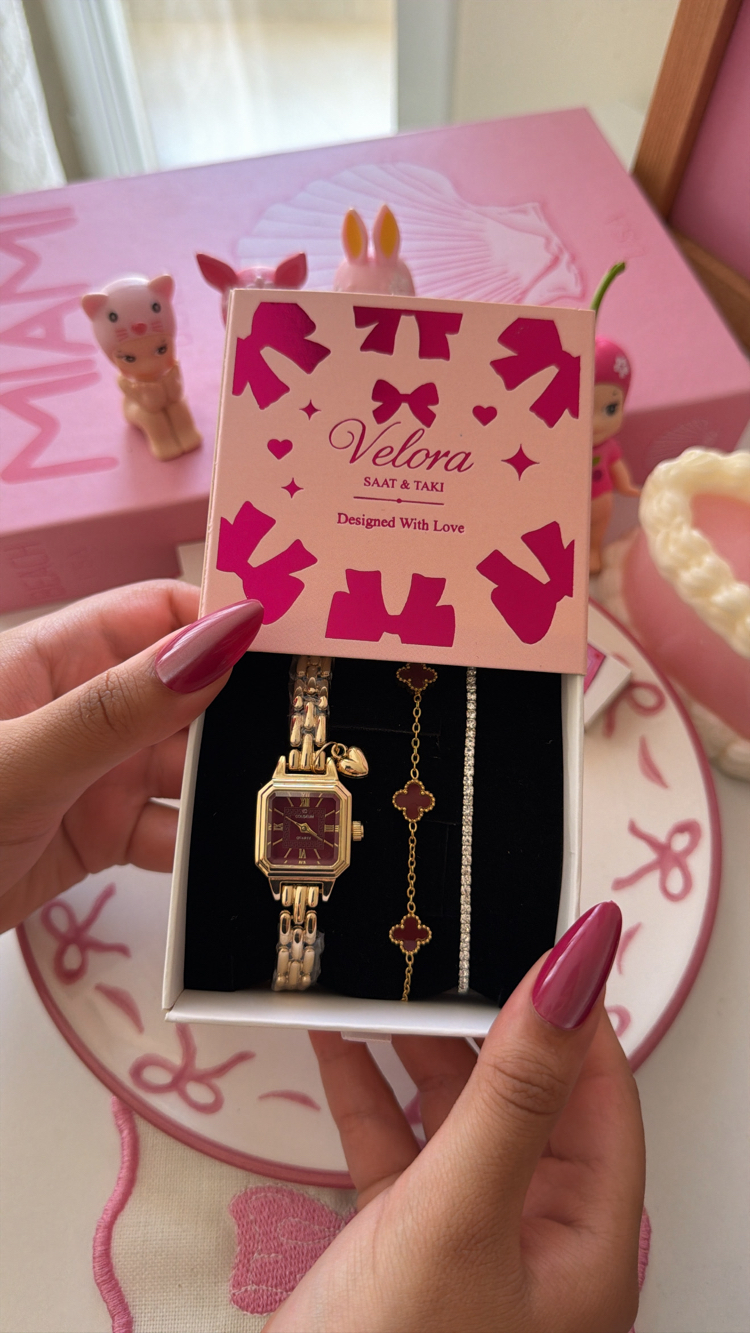 Gold bordo kare set