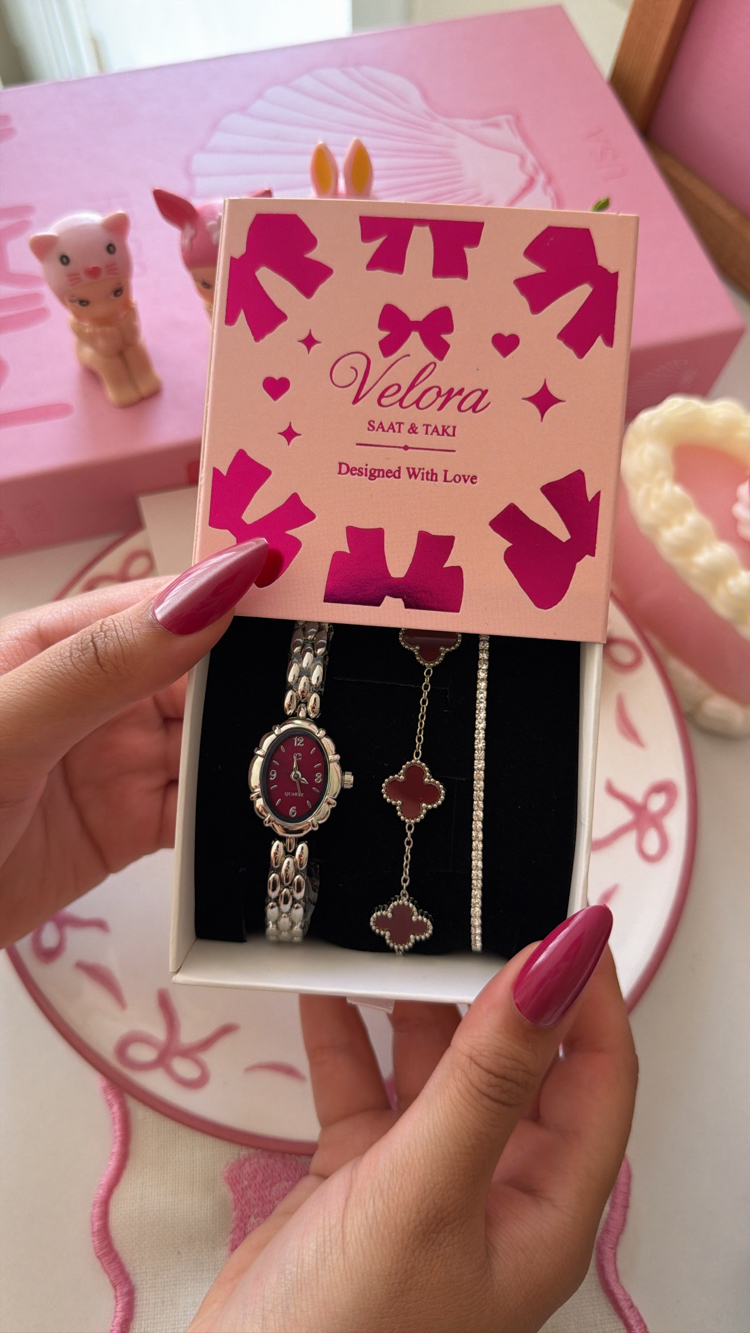 Gümüş bordo luris set