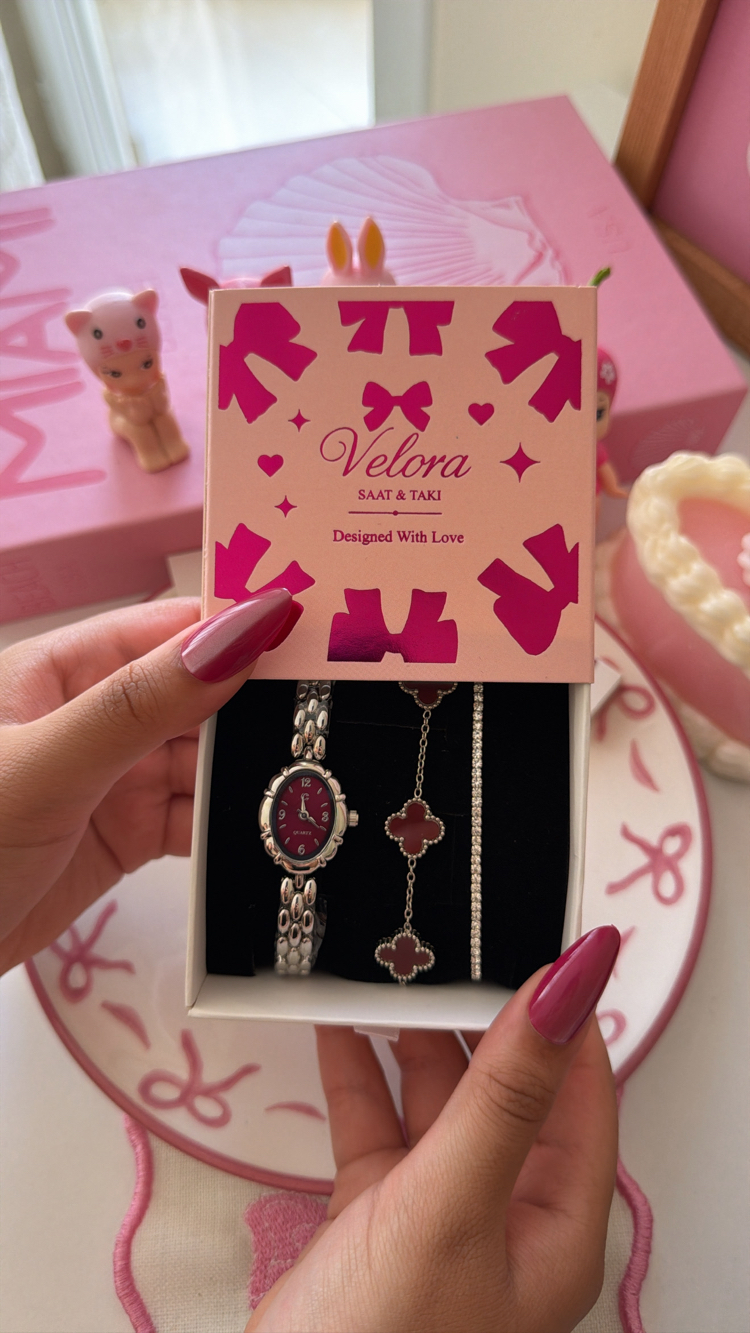 Gümüş bordo luris set