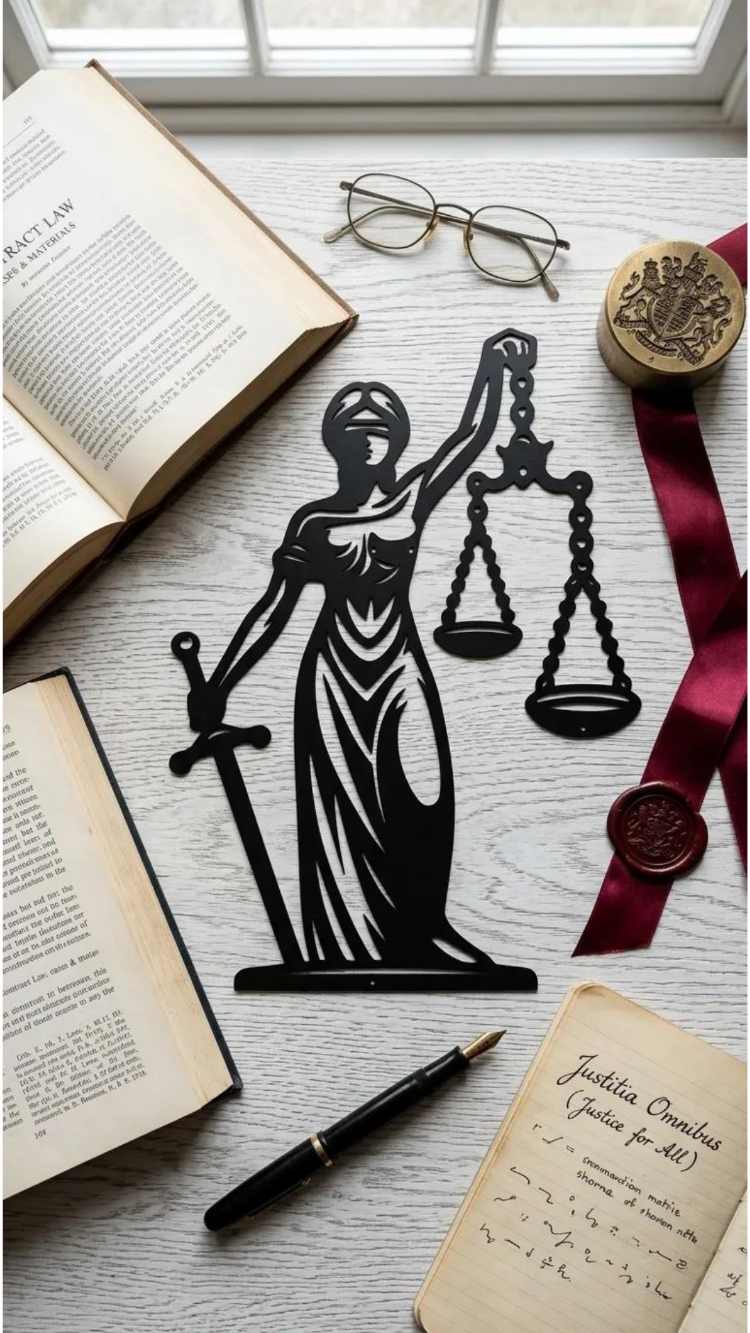 Dekoratif Koleksiyon – Lazer Kesim Metal Adalet Themis Duvar Tablosu