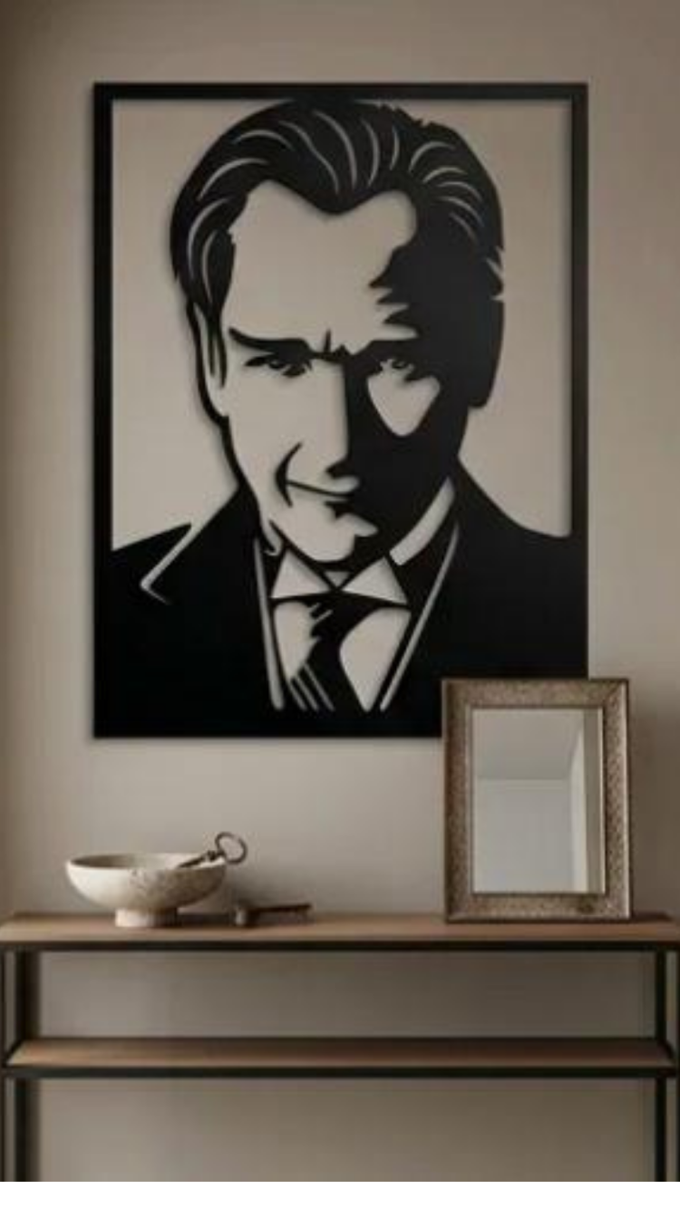 Dekoratif Metal Kesim Atatürk Portre Duvar Tablosu 