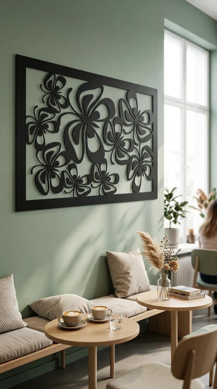 DEKORATİF LAZER KESİM METAL KELEBEK DESENLİ TABLO