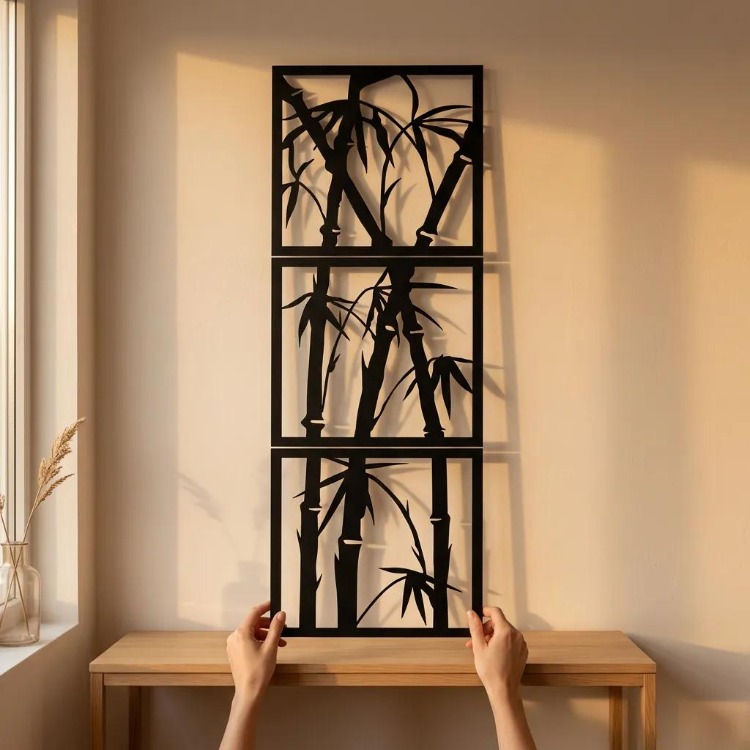 DEKORATİF BAMBU DESENLİ METAL TABLO