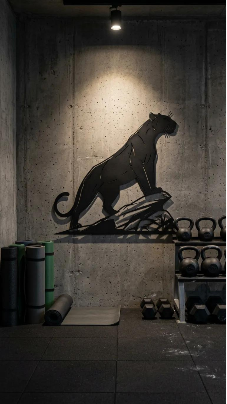 Dekoratif-Lazer Kesim Metal Jaguar Duvar Tablosu