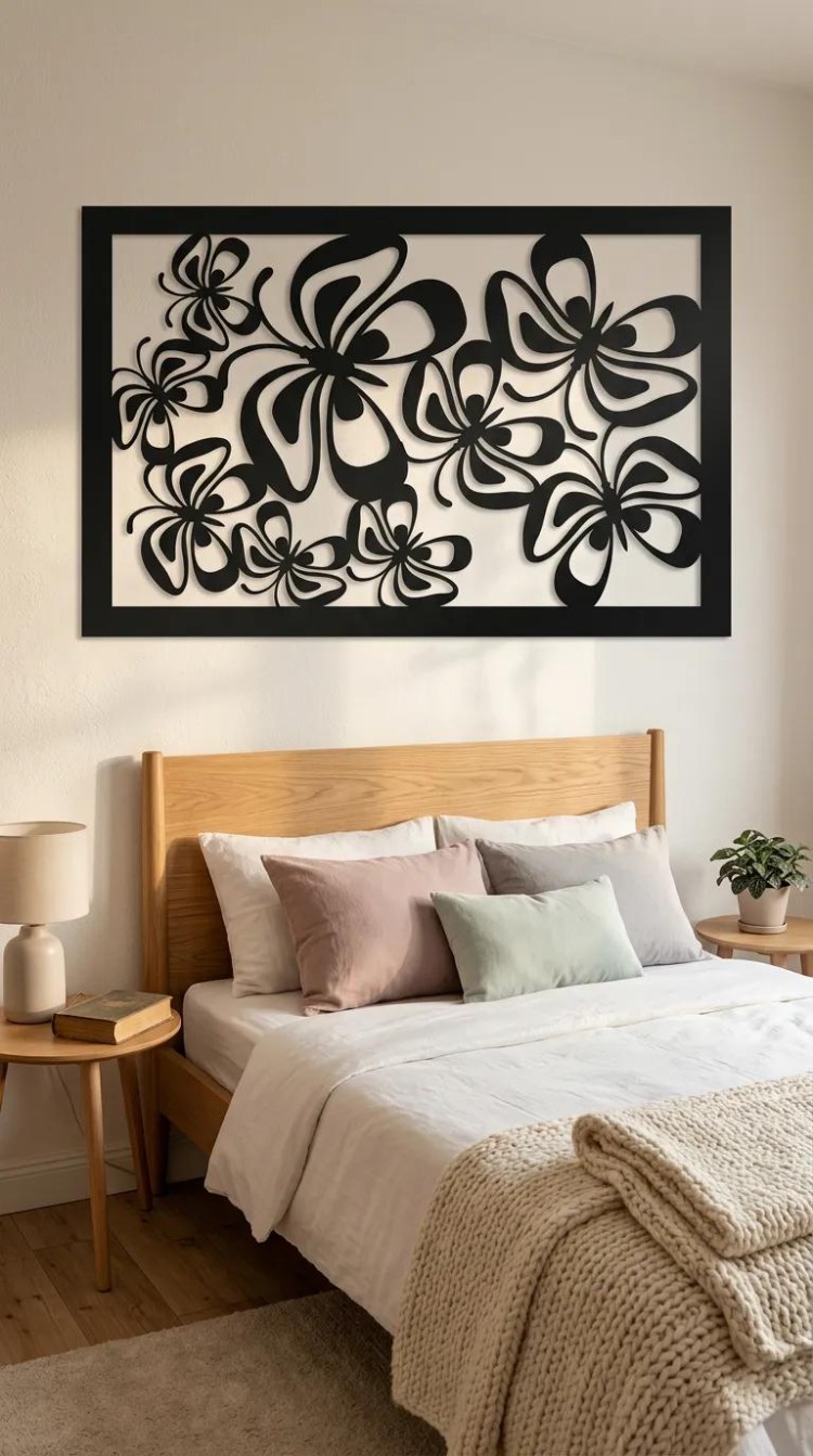 DEKORATİF LAZER KESİM METAL KELEBEK DESENLİ TABLO