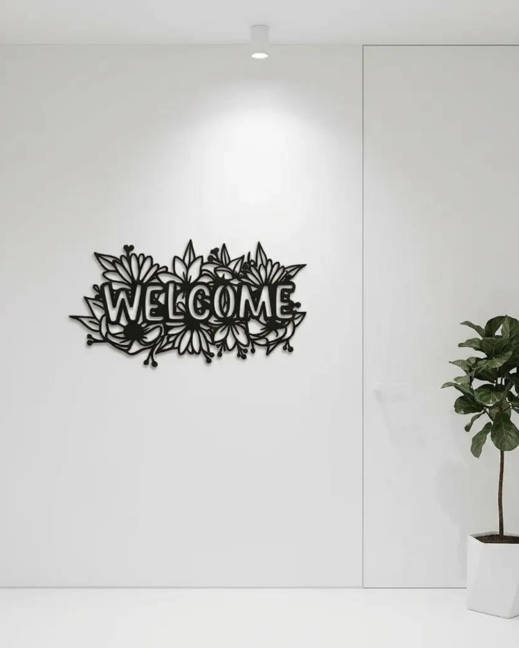 LAZER KESİM METAL WELCOME KAPI SÜSÜ