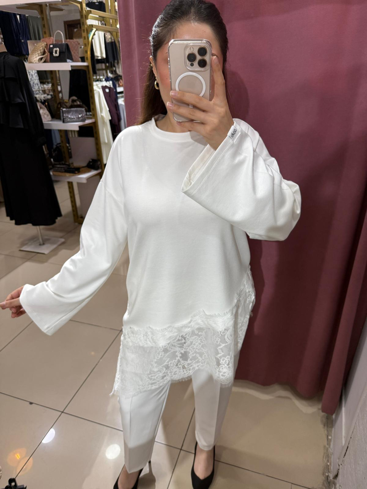 Dantel detaylı tunik 