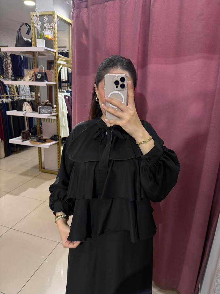 Dubai krep kumaş fırfırlı takım