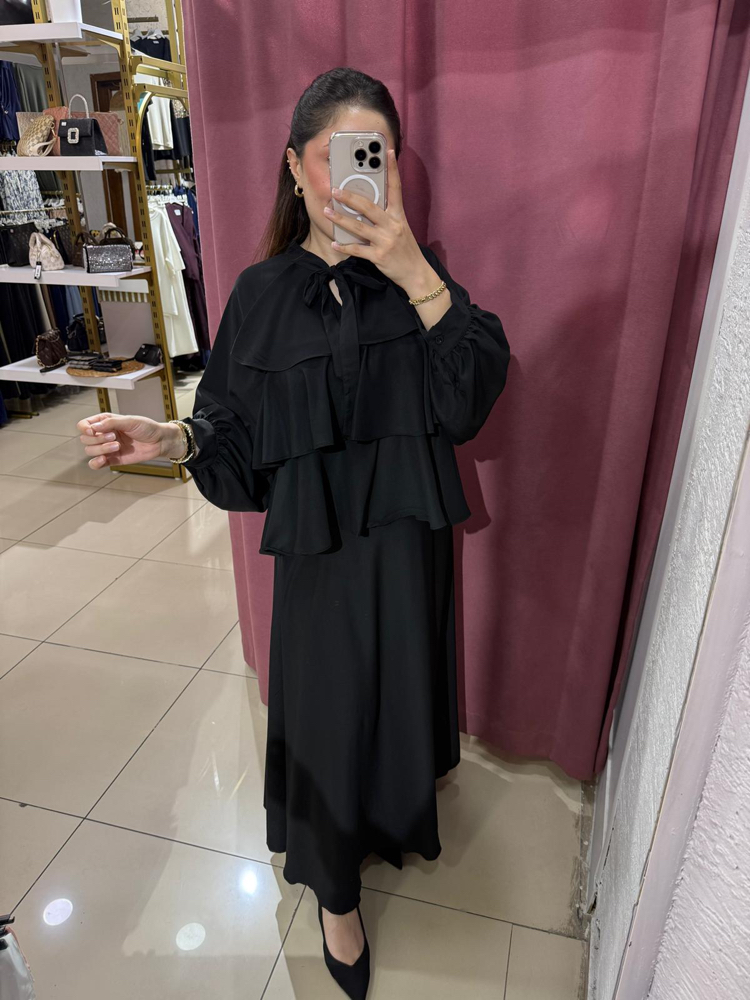 Dubai krep kumaş fırfırlı takım