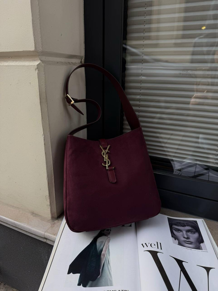 Yves Saint Laurent Süet Çanta - Vişne