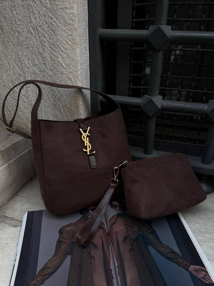 Yves Saint Laurent Süet Çanta - Kahverengi
