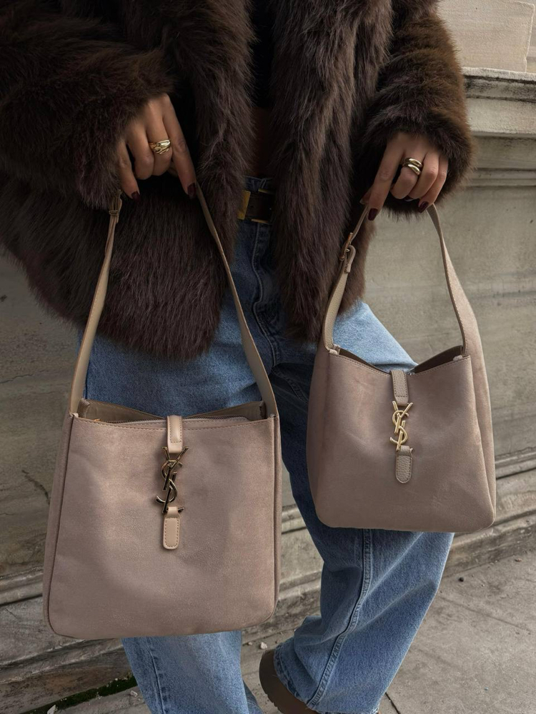Yves Saint Laurent Süet Çanta - Bej