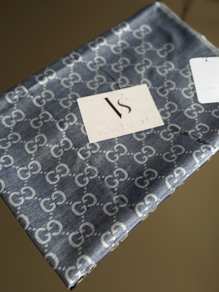 GUCCI YÜN İPEK ŞAL KOT MAVİSİ