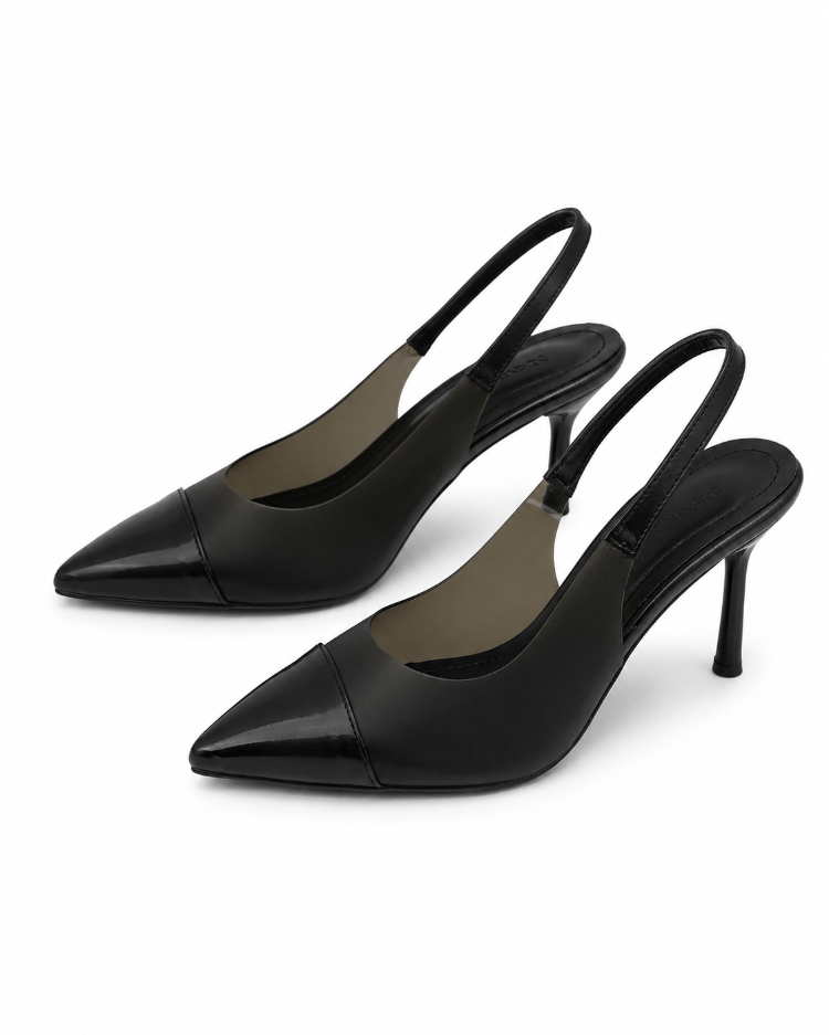Siyah Şeffaf Slingback Stiletto