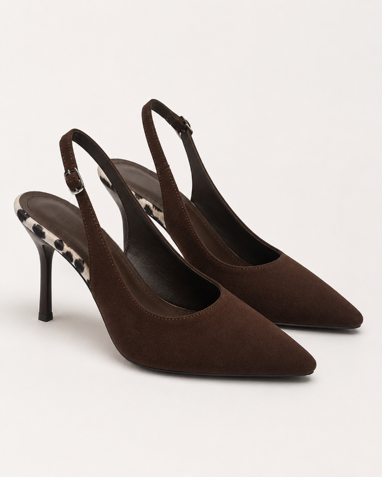 Kahve Süet Slingback Stiletto