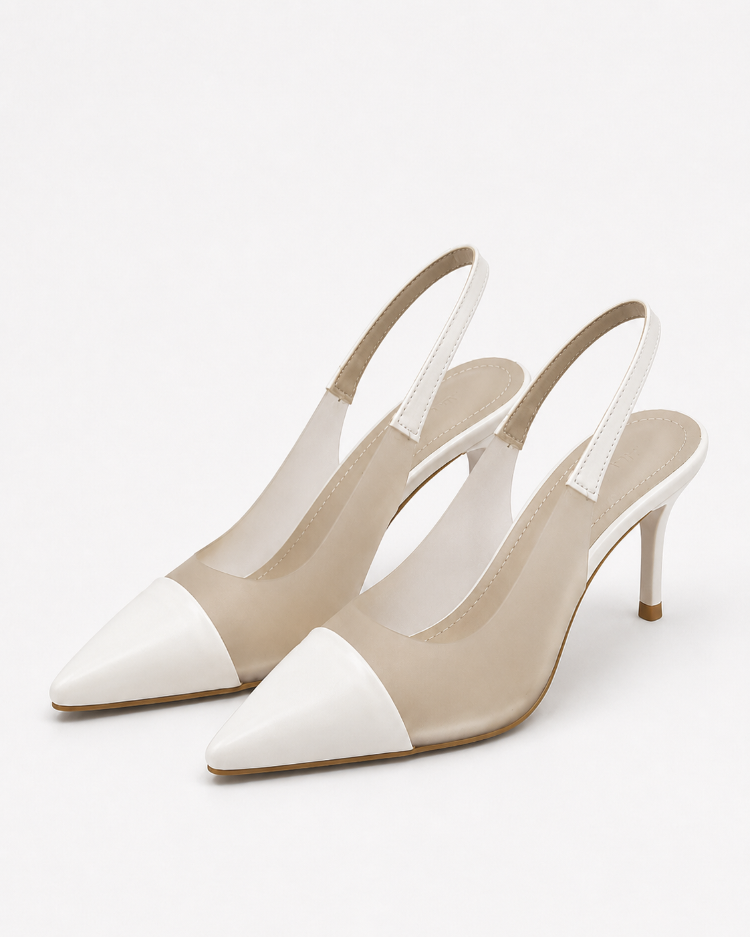 Beyaz Şeffaf Slingback Stiletto
