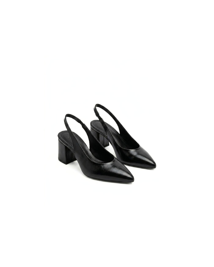 Venedik Siyah Mora Slingback Stiletto Ayakkabı
