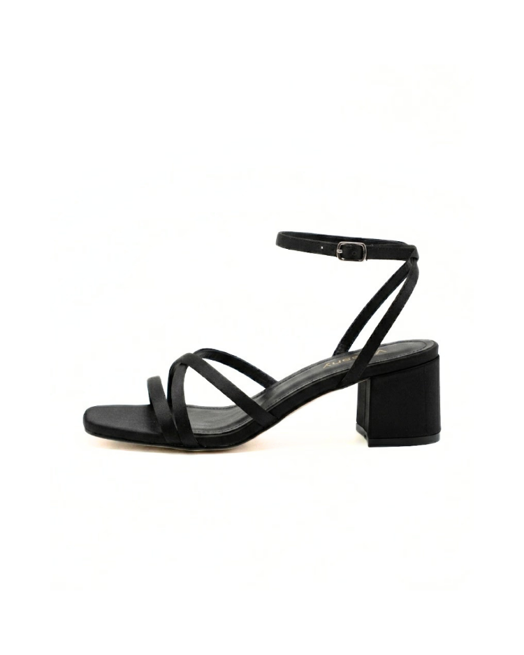 Venedik Lurea Siyah Slingback Kısa Topuklu Ayakkabı