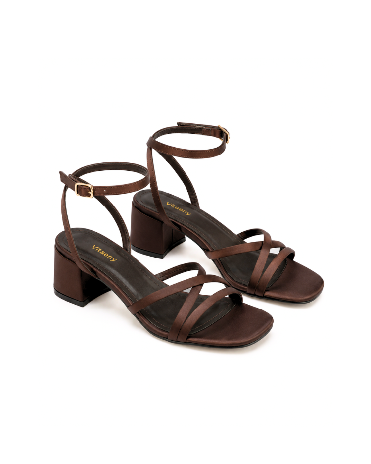 Venedik Lurea Acı Kahve Slingback Kısa Topuklu Ayakkabı