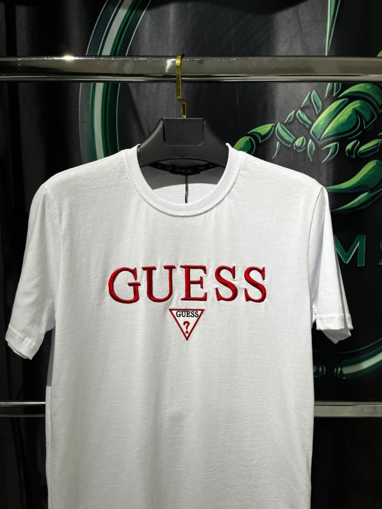 Guess Beyaz Premium Bisiklet Yaka Tshirt