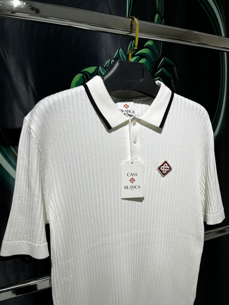 Casablanca Beyaz İthal Premium Fitilli Polo Yaka Tshirt
