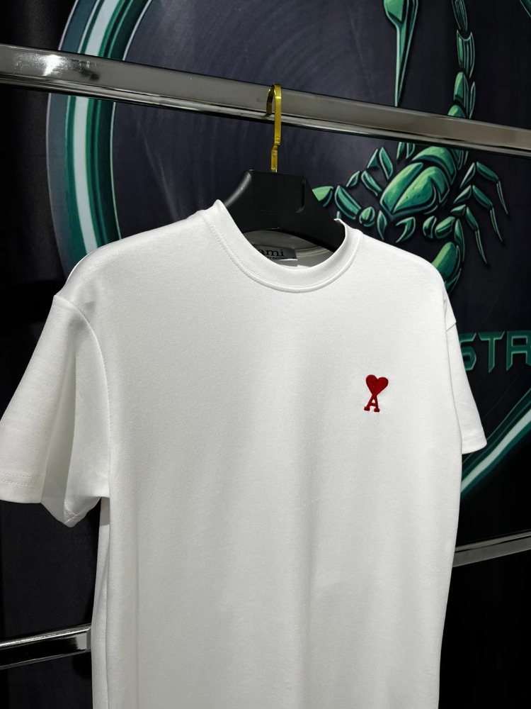 Ami Paris Beyaz Premium Bisiklet Yaka Tshirt
