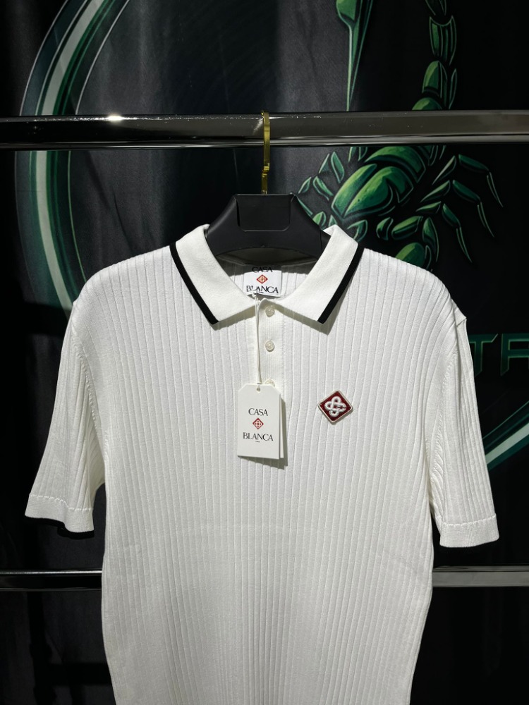 Casablanca Beyaz İthal Premium Fitilli Polo Yaka Tshirt