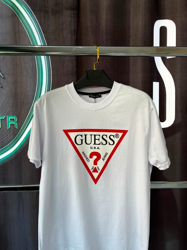 Guess Beyaz Premium Bisiklet Yaka T-Shirt