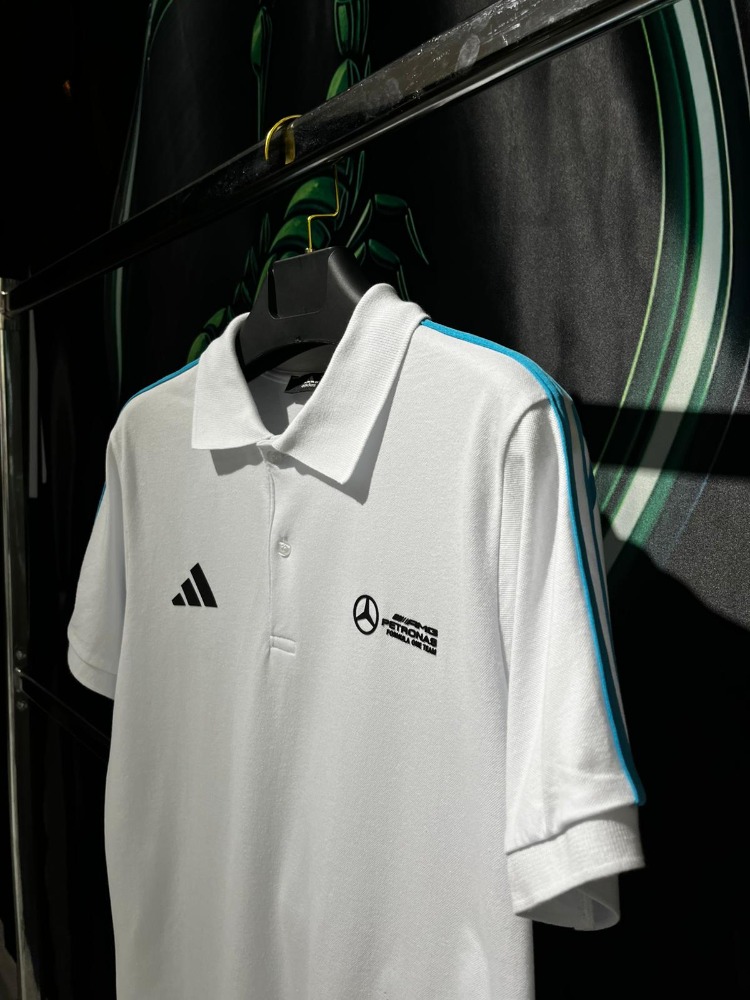 Adidas x Mercedes-AMG Petronas Beyaz Premium Polo Yaka Tshirt