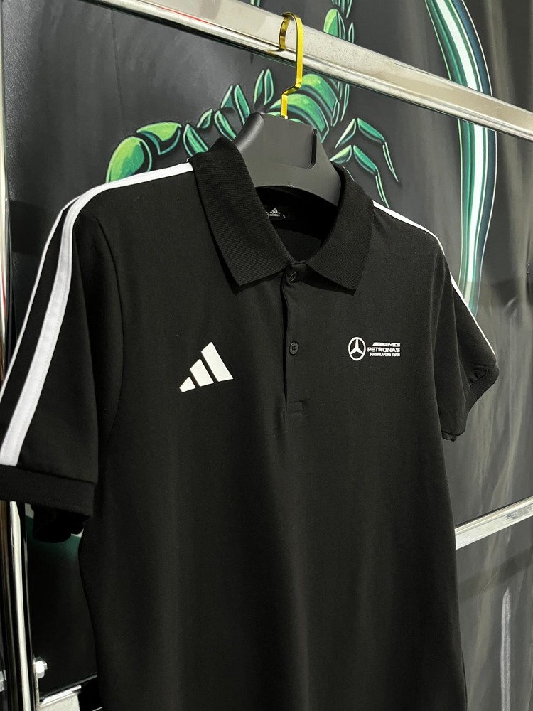 Adidas x Mercedes-AMG Petronas Siyah Premium Polo Yaka Tshirt
