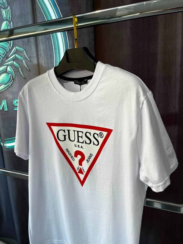 Guess Beyaz Premium Bisiklet Yaka T-Shirt