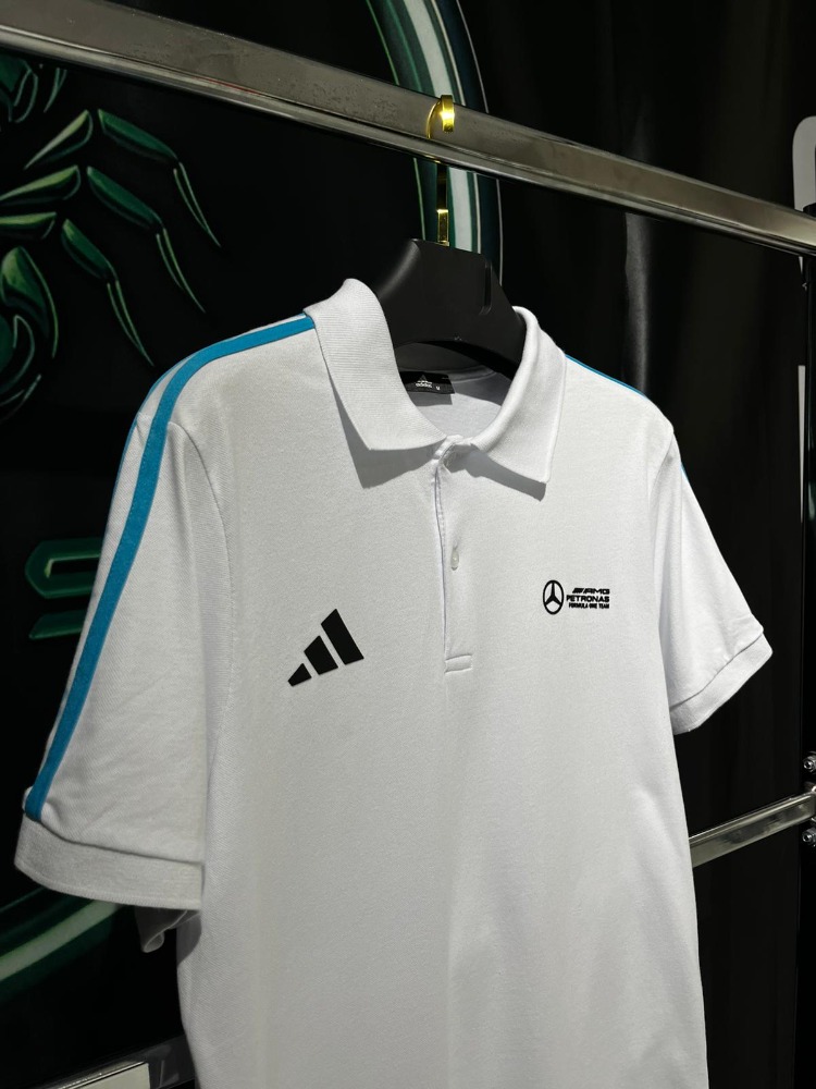 Adidas x Mercedes-AMG Petronas Beyaz Premium Polo Yaka Tshirt