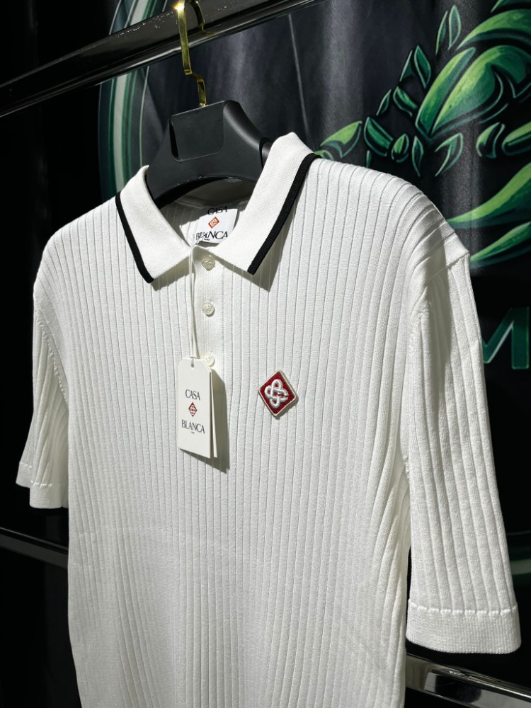 Casablanca Beyaz İthal Premium Fitilli Polo Yaka Tshirt