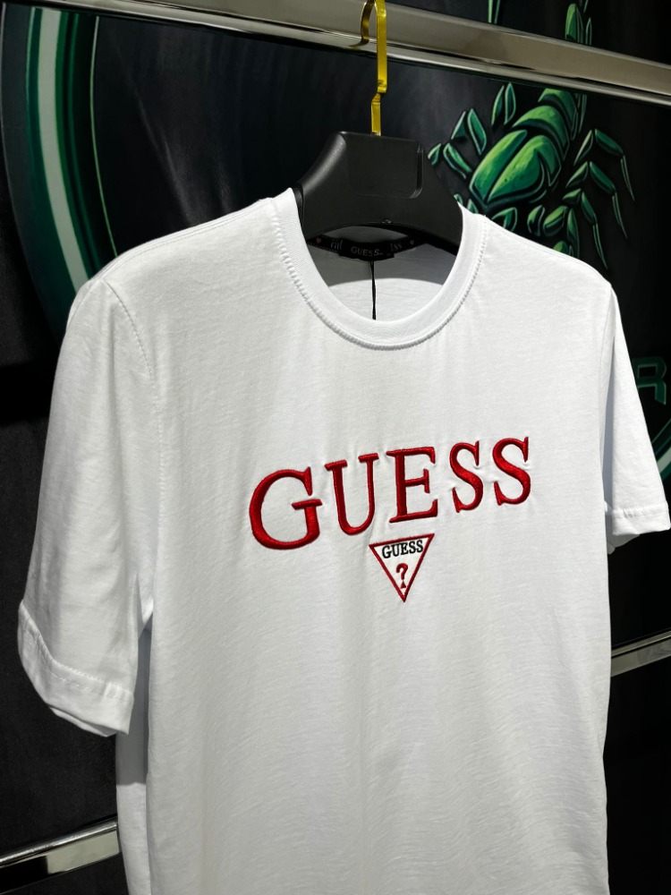 Guess Beyaz Premium Bisiklet Yaka Tshirt