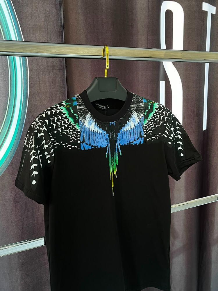 Marcelo Burlon Siyah Wings Premium Bisiklet Yaka T-Shirt